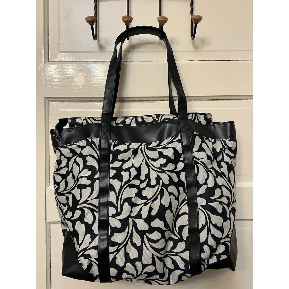 American Tourister Travel Bag Black & Gray Floral Print Carry On All 16x14x6